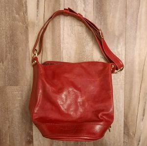Marino Orlandi Red Italian Leather Bucket Bag